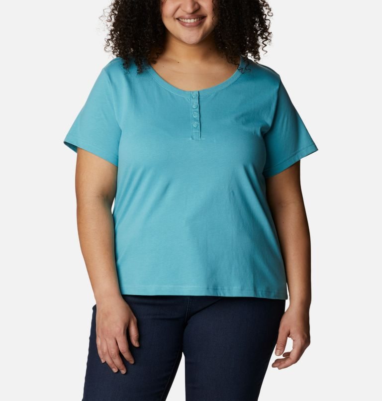 Columbia Sapphire Point Henley T-skjorte Dame Turkis | Plus Size 93415M